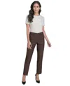 Calvin Klein Petite Mid Rise Straight-leg Ankle Pants In Brown