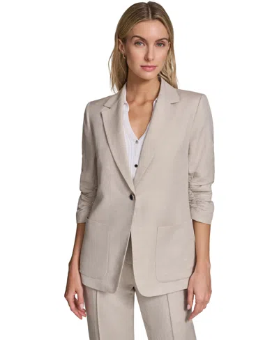 Calvin Klein Petite Notch Collar Jacket In Neutral