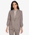 Calvin Klein Petite One-button Blazer In Oyster Multi