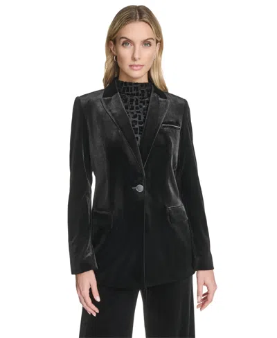 Calvin Klein Petite One-button Jacket In Black