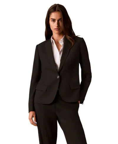 Calvin Klein Petite One-button Lapel Collar Jacket In Brown