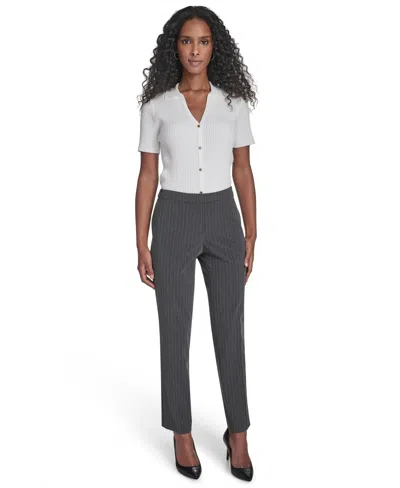 Calvin Klein Petite Pinstripe Highline Pants In White