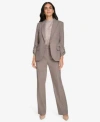 Calvin Klein Petite Pinstriped Blazer Mock Neck Top Pants In Oyster Multi