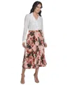 Calvin Klein Petite Printed Pleated Midi Skirt In Multi