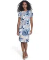 Calvin Klein Petite Printed Short-sleeve Midi Dress In Multi