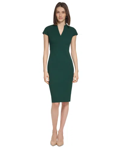 Calvin Klein Petite Short-sleeve Sheath Dress In Malachite