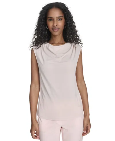 Calvin Klein Petite Sleeveless Cowlneck Top In Parfait
