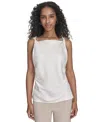 Calvin Klein Petite Solid Sleeveless Blouse In White