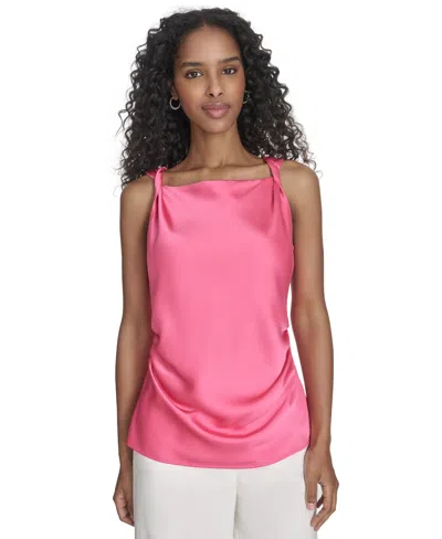 Calvin Klein Petite Solid Sleeveless Blouse In Peony