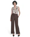 Calvin Klein Petite Solid Wide Leg Pants In Brown