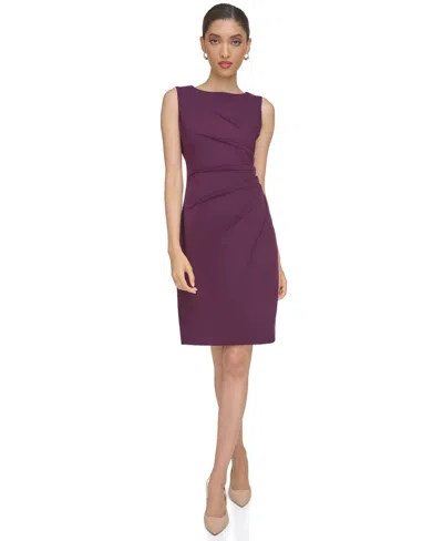 Calvin Klein Petite Starburst Sheath Dress In Aubergine