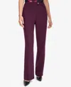 Calvin Klein Petites Womens Solid Polyester Straight Leg Pants In Aubergine