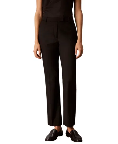 Calvin Klein Petite Straight-leg Mid-rise Ankle Pants In Black