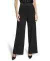 Calvin Klein Petite Wide Leg Mid-rise Pants In Black