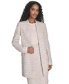 Calvin Klein Petite Tweed Open-front Topper Jacket In Soft Taupe Multi