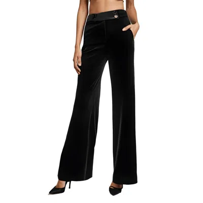 Calvin Klein Petites Whitney Womens Velvet High-rise Wide Leg Pants In Black