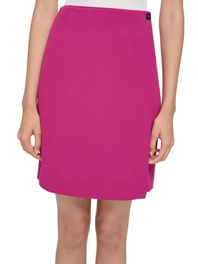 Calvin Klein Petites Womens Crepe Midi Wrap Skirt In Red