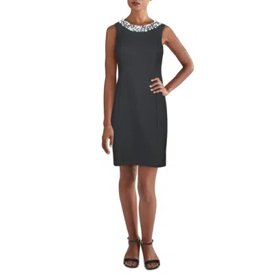 Calvin Klein Petites Womens Embellished Mini Sheath Dress In Black