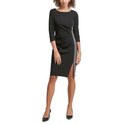 Calvin Klein Petites Womens Embellished Split Hem Cocktail And Party Dress In Black
