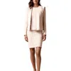 Calvin Klein Petites Womens Fringe Tweed Open-front Blazer