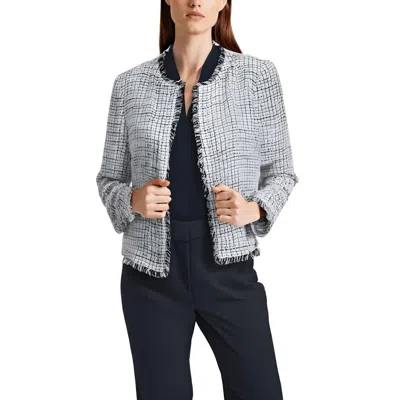 Calvin Klein Petites Womens Fringe Tweed Open-front Blazer