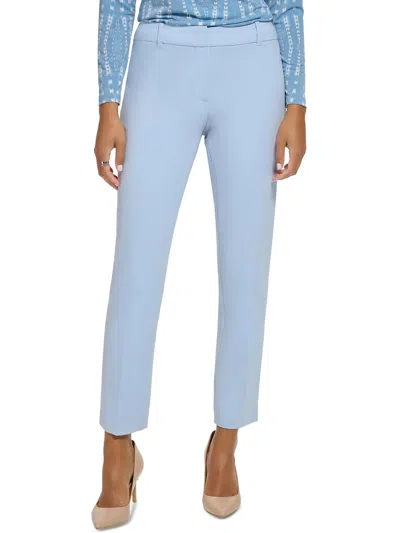 Calvin Klein Petites Womens High Rise Solid Ankle Pants In Blue