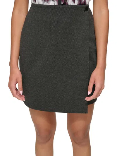 Calvin Klein Petites Womens Mini Polyester Wrap Skirt In Black