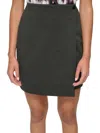 Calvin Klein Petites Womens Mini Polyester Wrap Skirt In Grey