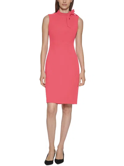Calvin Klein Petites Womens Office Mini Sheath Dress In Pink