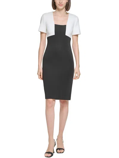Calvin Klein Petites Womens Polyester Sheath Dress In Black