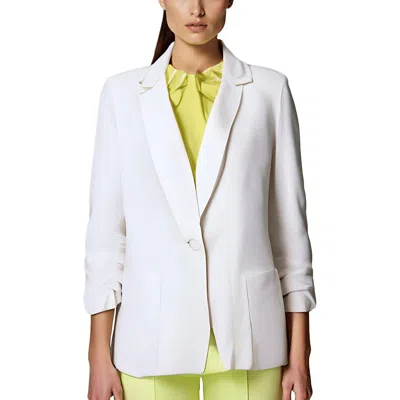 Calvin Klein Petites Womens Ruched Linen One-button Blazer