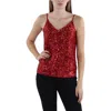 Calvin Klein Petites Womens Sequined Cami Tank Top In Red