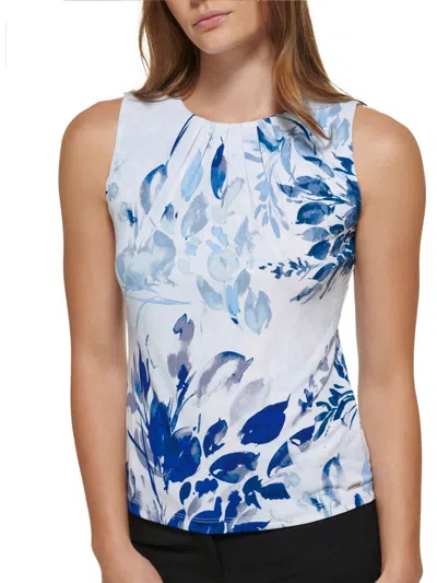 Calvin Klein Petites Womens Sleeveless Floral Print Blouse In Multi