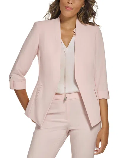 Calvin Klein Petites Womens Solid Polyester Open-front Blazer In Pink