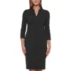 Calvin Klein Petites Womens V Neck N Bodycon Dress In Black