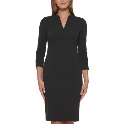 Calvin Klein Petites Womens V Neck N Bodycon Dress In Black Beauty