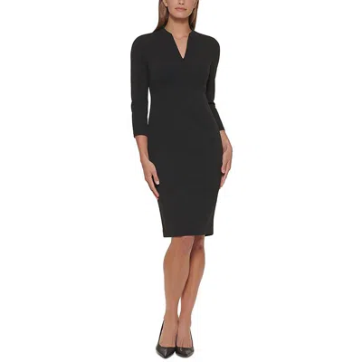 Calvin Klein Petites Womens V Neck N Bodycon Dress In Black