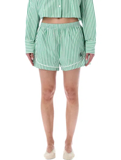 Calvin Klein Cotton Poplin Pajama Shorts In Green