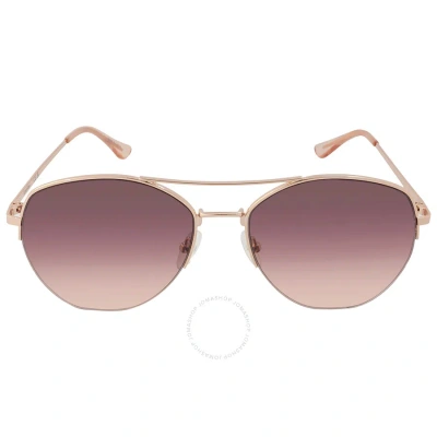 Calvin Klein Pink Gradient Pilot Ladies Sunglasses Ck20121s 780 57 In Gold / Pink / Rose / Rose Gold