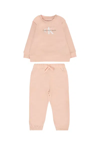 Calvin Klein Pink Suit For Baby Girl With Logo