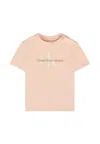 Calvin Klein Pink T-shirt For Baby Girl With Logo In Animal Print