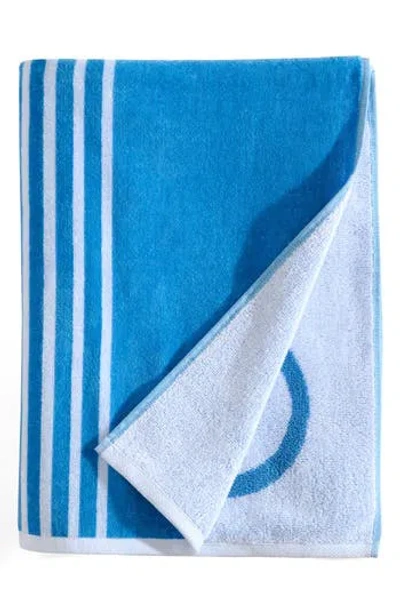 Calvin Klein Pinstripe Logo Beach Towel In Blue