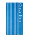 Calvin Klein Pinstripe Logo Velour Beach Towel Set In Blue