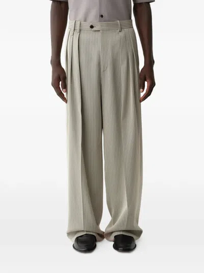 Calvin Klein Pinstripe-pattern Pleated Trousers In Silver