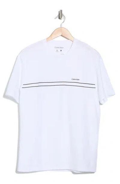 Calvin Klein Piped Pique Cotton Blend T-shirt In Brilliant White