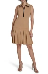 Calvin Klein Piped Sleeveless Tennis Dress In Brown