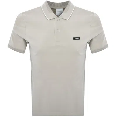 Calvin Klein Pique Polo T Shirt Grey In Gray