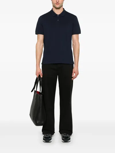 Calvin Klein Piqué-weave Polo Shirt In Blue