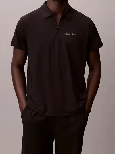 Calvin Klein Logo-detail Polo Shirt In Black