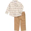 Calvin Klein Plaid Button-up & Pants Set In Brown